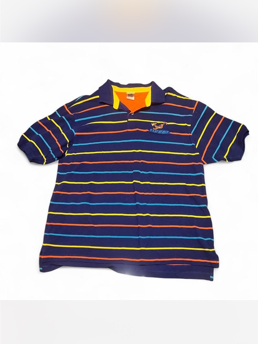 VINTAGE 90s/Y2K Disney Store Tigger Striped Polo Shirt 🐯✨